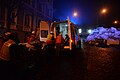 Ambulance transporting wounded during clashes in Kyiv, Ukraine. Events of February 19, 2014