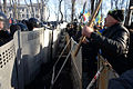 Barricade line separating interior troops and protesters. Clashes in Kyiv, Ukraine. Events of February 18, 2014-2