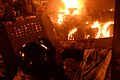 Barricades on fire during clashes in Kyiv, Ukraine. Events of February 18, 2014