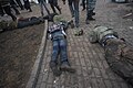 Detention of a protesters by interior troops officers. Clashes in Kyiv, Ukraine. Events of February 18, 2014
