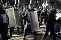Interior troops attack protesters as the clashes develop in Kyiv, Ukraine. Events of February 18, 2014