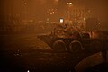 Military equipment seen during clashes in Kyiv, Ukraine. Events of February 18, 2014