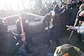 One of protesters seen being shot. Clashes in Ukraine, Kyiv. Events of February 18, 2014
