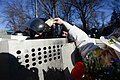 Peaceful gesture performed by protester during clashes in Kyiv, Ukraine. Events of February 18, 2014
