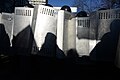 Line of internal troop solldiers holding protective positions. Signs say- Stop Barrocades! Stop Crackdown!. Clashes in Ukraine, Kyiv. Events of February 18, 2014-2