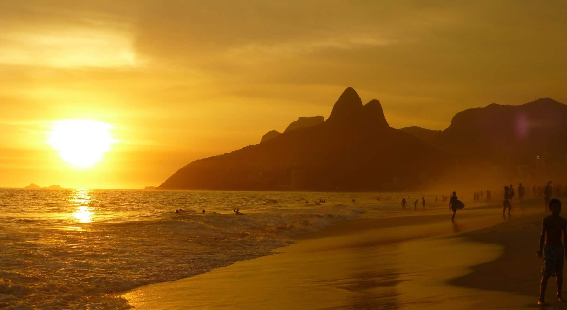 Ipanema Beach at sunset
