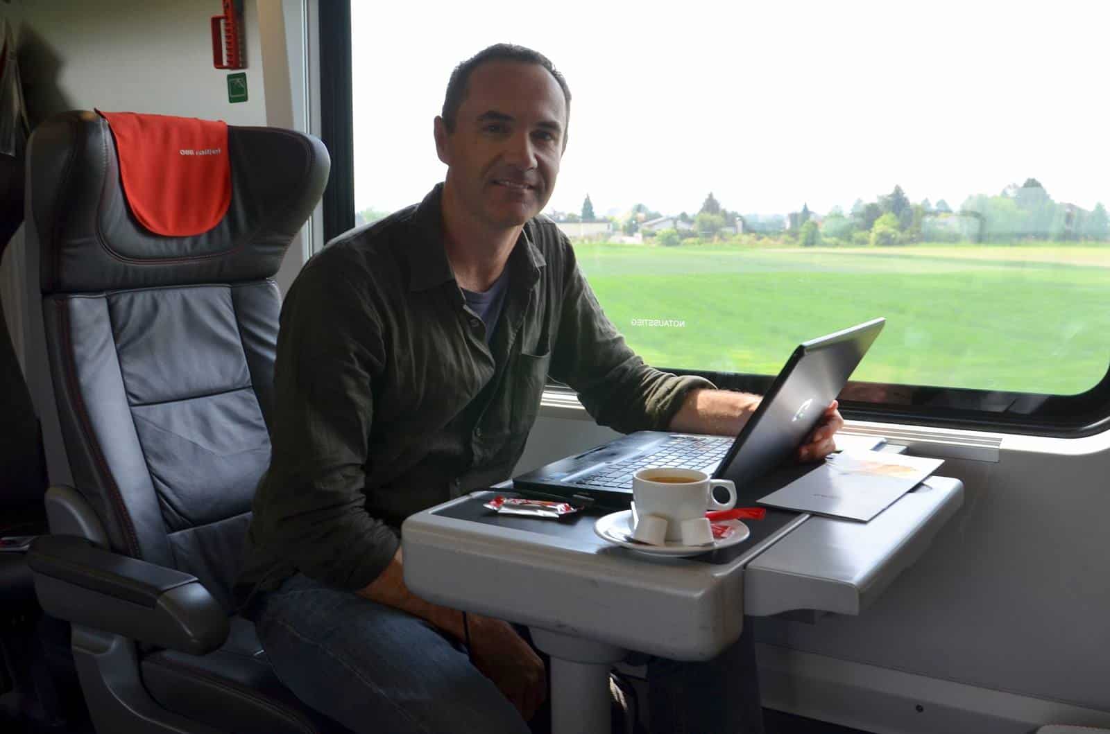 James working on train