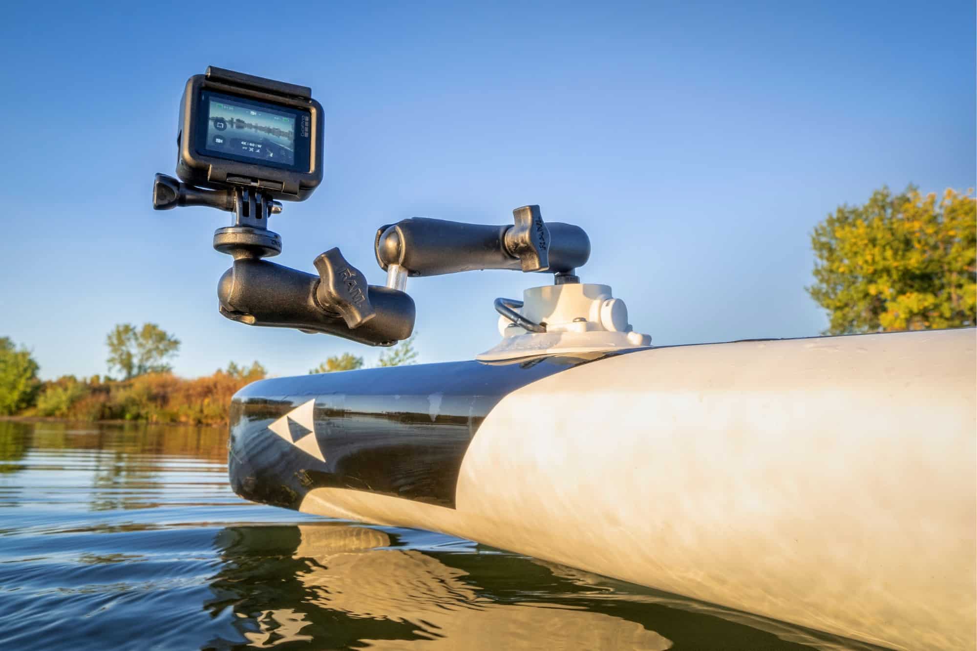 Paddleboard with GoPro mounted on the side