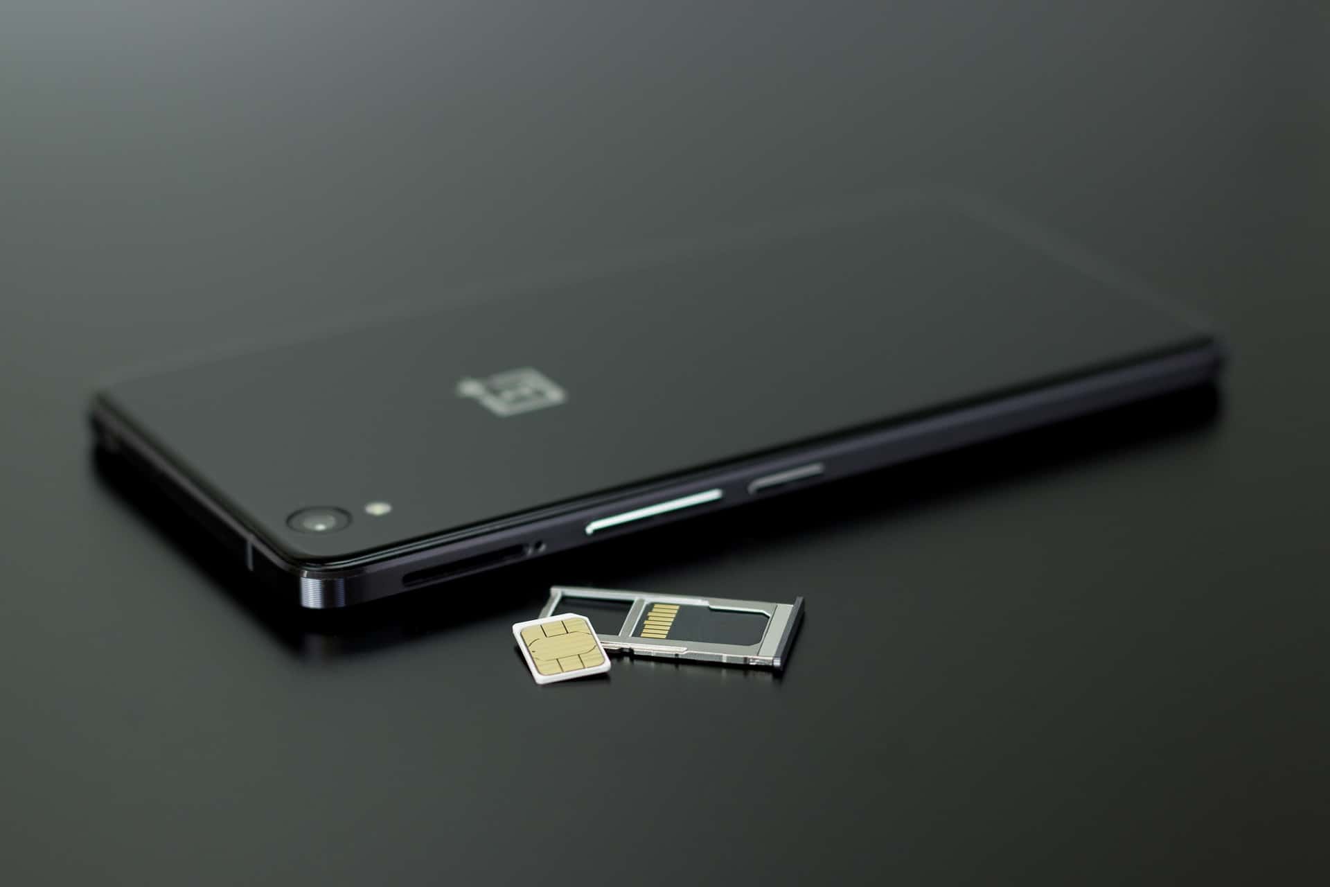Smartphone with SIM card and holder